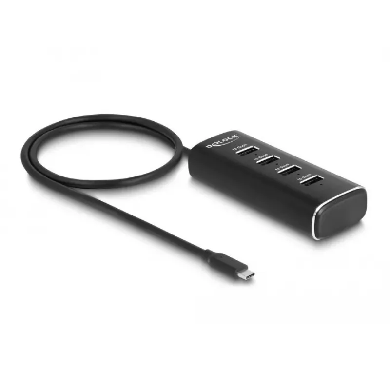 DeLOCK Hub USB 4 θυρών 10 Gbps Type-C καλώδιο 60 cm με διακόπτη