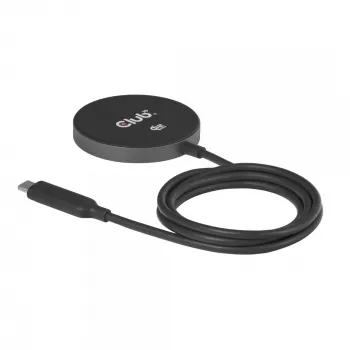 Ασύρματος φορτιστής pad CLUB3D CAC-3027 Qi2 25W MagSafe-συμβατό μαγνητικό pad, DC φορτιστής για εσωτερικούς χώρους, καλώδιο 1 m, μαύρο