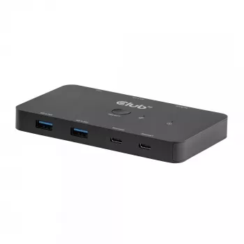 Διακόπτης KVM club 3d Dual USB-C σε HDMI, 2 θυρών, 4K UHD 3840x2160, κονσόλα USB-C, 65W PD, μαύρο