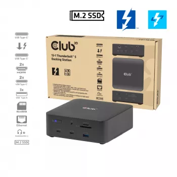 Σταθμός σύνδεσης CLUB3D CSV-2562 Thunderbolt 5, M.2 SSD, 2×HDMI 8K60Hz, 180W, 120 Gbit/s