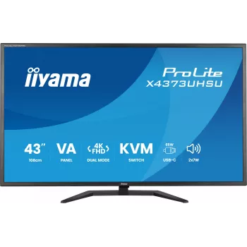 43 ιντσών IIYAMA ProLite X4373UHSU-B2 LED 4K Ultra HD οθόνη, 3840×2160, VA-Panel, 3 ms, 450 cd/m², USB 3.2 Hub, ηχεία, VESA, μαύρο