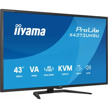 43 ιντσών IIYAMA ProLite X4373UHSU-B2 LED 4K Ultra HD οθόνη, 3840×2160, VA-Panel, 3 ms, 450 cd/m², USB 3.2 Hub, ηχεία, VESA, μαύρο