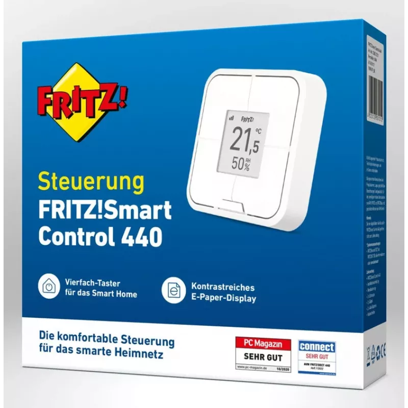 Ασύρματος, επιτοίχιος έξυπνος controller FRITZ Smart Control 440 — λευκό, 69×69×18 mm