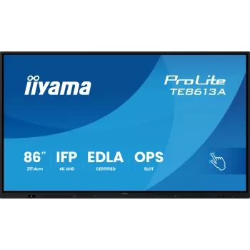 Διαδραστική επίπεδη οθόνη IIYAMA TE8613A-B2AG 85,6 inch (2,17 m) 4K UHD, 500 cd/m², Wi‑Fi, Android, 24/7