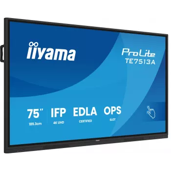 Διαδραστική επίπεδη οθόνη IIYAMA TE7513A-B2AG 75 inch 4K UHD Touchscreen, 500 cd/m², Wi‑Fi, Android, 24/7