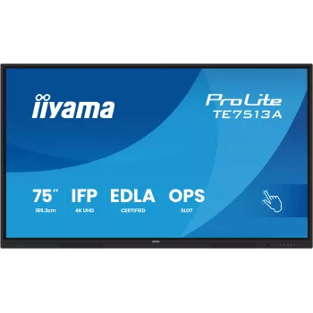 Διαδραστική επίπεδη οθόνη IIYAMA TE7513A-B2AG 75 inch 4K UHD Touchscreen, 500 cd/m², Wi‑Fi, Android, 24/7