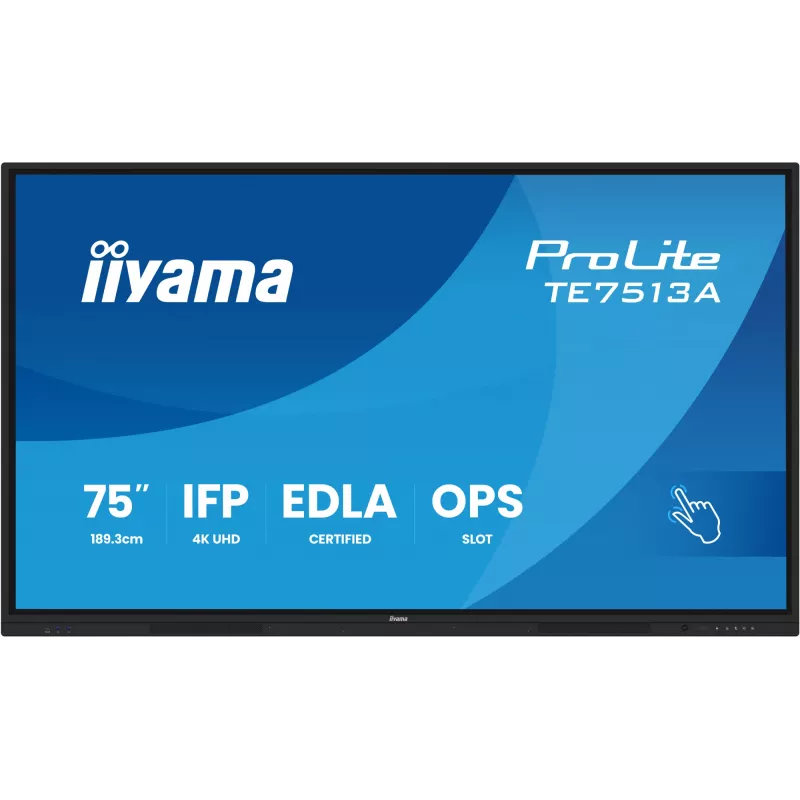 Διαδραστική επίπεδη οθόνη IIYAMA TE7513A-B2AG 75 inch 4K UHD Touchscreen, 500 cd/m², Wi‑Fi, Android, 24/7