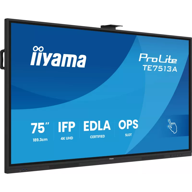 Διαδραστική επίπεδη οθόνη IIYAMA TE7513A-B2AG 75 inch 4K UHD Touchscreen, 500 cd/m², Wi‑Fi, Android, 24/7