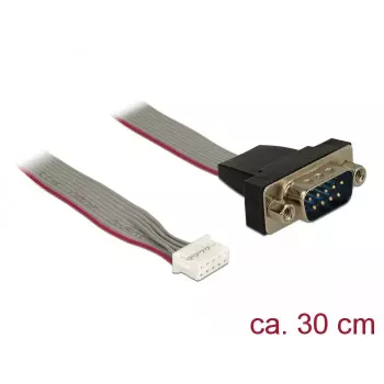 Σειριακό καλώδιο DeLOCK 89632 μαύρο γκρι κόκκινο 0,3m DB-9
