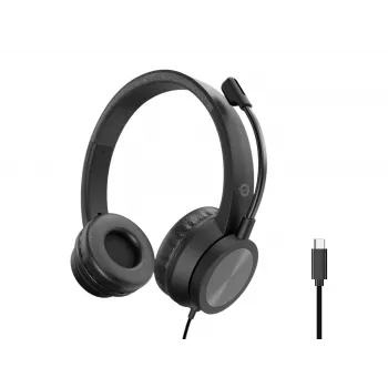 Ακουστικά CONCEPTRONIC POLONA05BC — στερεοφωνικά USB-C, μικρόφωνο με μείωση θορύβου, ωτοακουστικά, καλώδιο 2 m, 20–22000 Hz, μαύρα