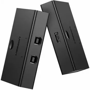 Διακόπτης USB UGREEN UGR423 2x1 Μαύρο — 2 υπολογιστές σε 1 συσκευή USB, χειροκίνητο κουμπί