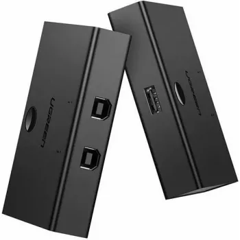 Διακόπτης USB UGREEN UGR423 2x1 Μαύρο — 2 υπολογιστές σε 1 συσκευή USB, χειροκίνητο κουμπί