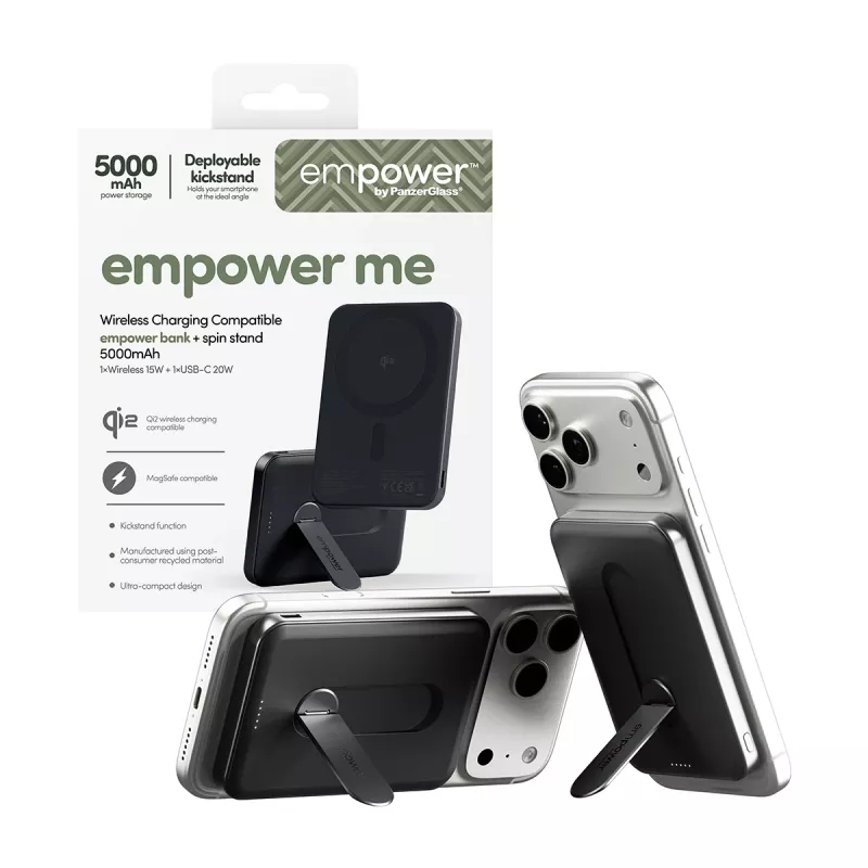 PanzerGlass empower™ by ® empower™ Τράπεζα με Spin Stand | 5000mAh | Space Black