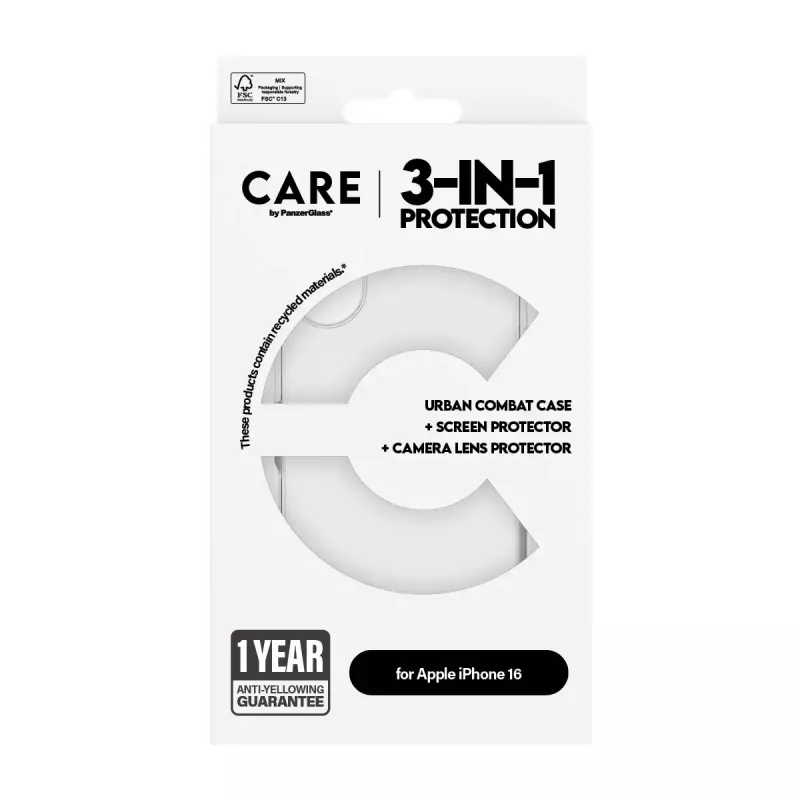 PanzerGlass ® | CARE by ® Flagship 3-in-1 Πακέτο iPhone 16