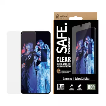 Προστασία οθόνης PanzerGlass SAFE για Samsung New Galaxy S 2026 Ultra – Ultra-Wide Fit, PET + Σιλικόνη, EasyAligner, διάφανο