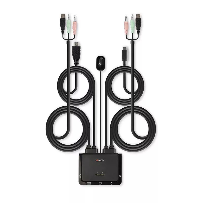 Lindy 2 Port HDMI 18G, USB Type-C, USB 2.0 και Audio καλώδιο KVM switch