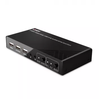 Lindy 2 Port HDMI 4K60, USB 2.0 και Audio KVM switch, 4096 x 2160 pixel, 4K Ultra HD, μαύρο