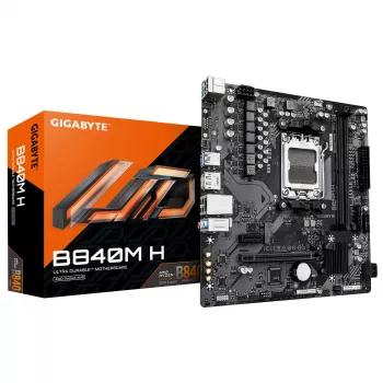GIGABYTE B840M H Μητρική - AMD Ryzen 9000 CPUs, 5+2+2 Phasen VRM, έως 7200 MHz DDR5 (OC), 1xPCIe 4.0 M.2, 1GbE LAN, USB 3.2 Gen 1
