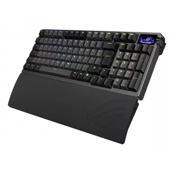 Μηχανικό πληκτρολόγιο gaming ASUS ROG Azoth 96 HE — 96% QWERTZ, USB + RF Wireless + Bluetooth, μαγνητικοί-μηχανικοί διακόπτες, RGB, Μαύρο