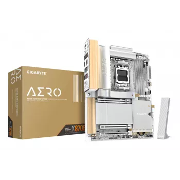 GIGABYTE X870E AERO X3D WOOD Μητρική πλακέτα - Υποστηρίζει AMD Ryzen 9000 CPUs, 16+2+2 φάσεις Digital VRM, έως 9000MHz DDR5 (OC), 2xPCIe 5.0 + 2xPCIe 4.0, Wi-Fi 7, 5GbE LAN, USB 4
