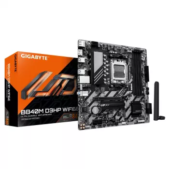GIGABYTE B840M D3HP WIFI6E Micro ATX Μητρική πλακέτα — AMD Socket AM5, B840, 4x DDR5 έως 8200MHz OC, 2x PCIe 4.0 M.2, Wi‑Fi 6E, 1GbE
