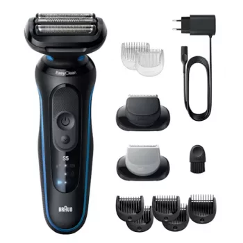 Ξυριστική μηχανή BRAUN Series 5 52-B1650S – λεπίδα 3πλής δράσης, μπαταρία Li-Ion, υγρή & στεγνή ξύριση, trimmer, μπλε