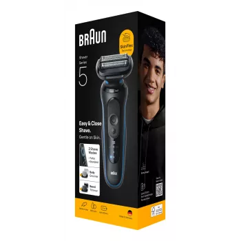 Ξυριστική μηχανή BRAUN Series 5 52-B1650S – λεπίδα 3πλής δράσης, μπαταρία Li-Ion, υγρή & στεγνή ξύριση, trimmer, μπλε