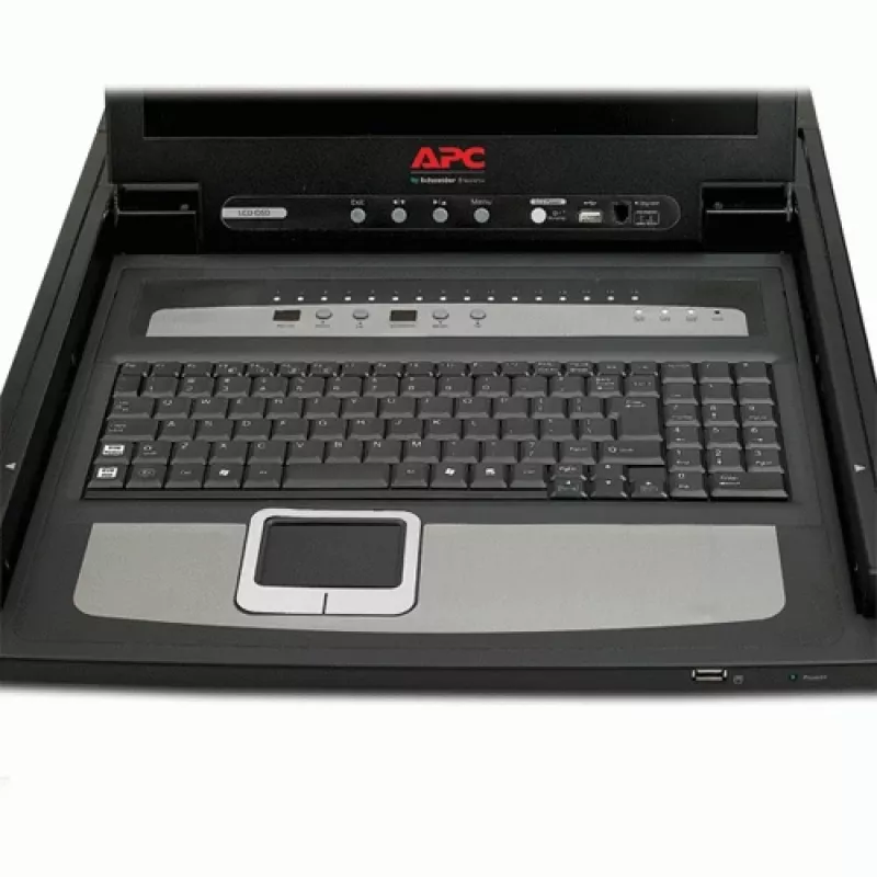 APC κονσόλα LCD rack 17 ιντσών με ενσωματωμένο αναλογικό KVM switch 16 θέσεων