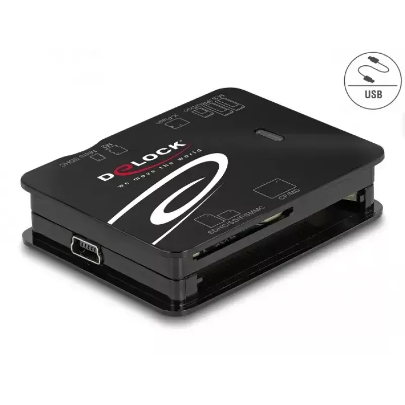 Αναγνώστης καρτών DeLOCK 91007 USB 2.0 μαύρο CF MMC MS MicroSD xD