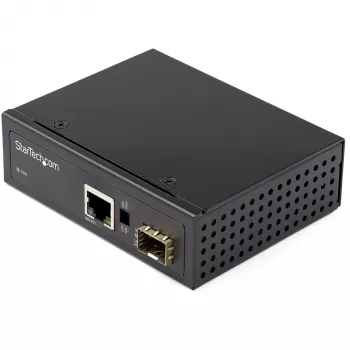 StarTech.com Βιομηχανικός μετατροπέας μέσων οπτικής ίνας σε Ethernet – 10/100/1000 Mbit/s SFP σε RJ45/Cat6 – Οπτική ίνα Singlemode/Multimode σε χαλκό Gigabit δίκτυο – 12-56V DC – IP-30/ -40 έως +75°C