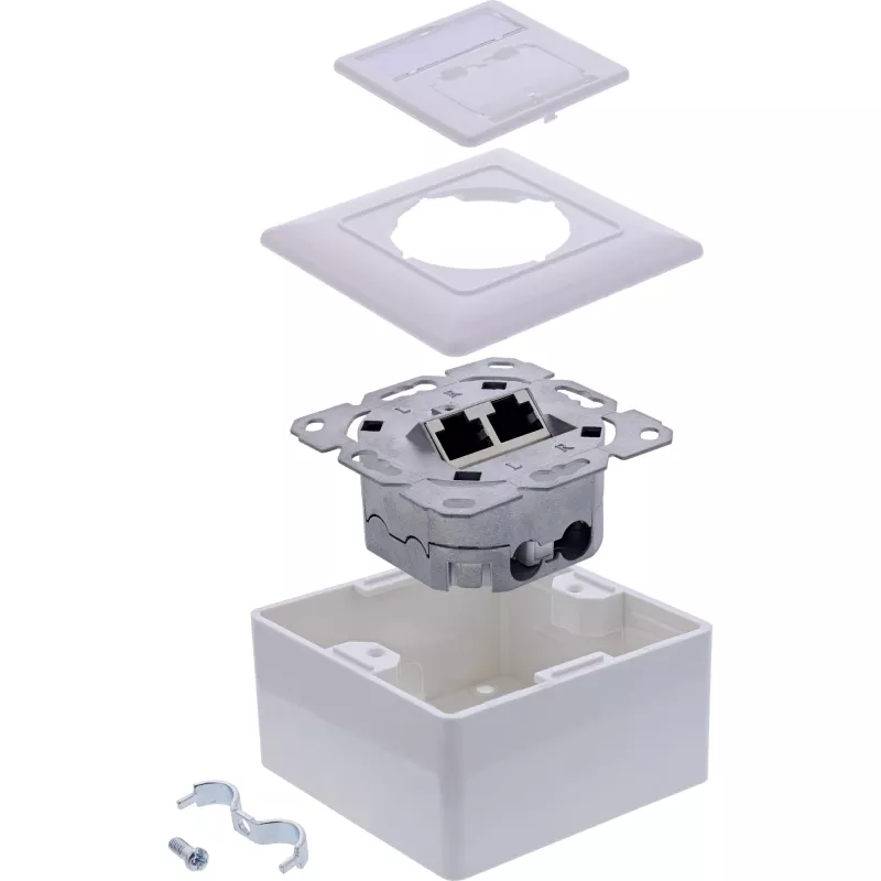 Πρίζα δικτύου InLine 76842A 2 x RJ-45 Λευκό Καλώδιο δικτύου Cat 6a