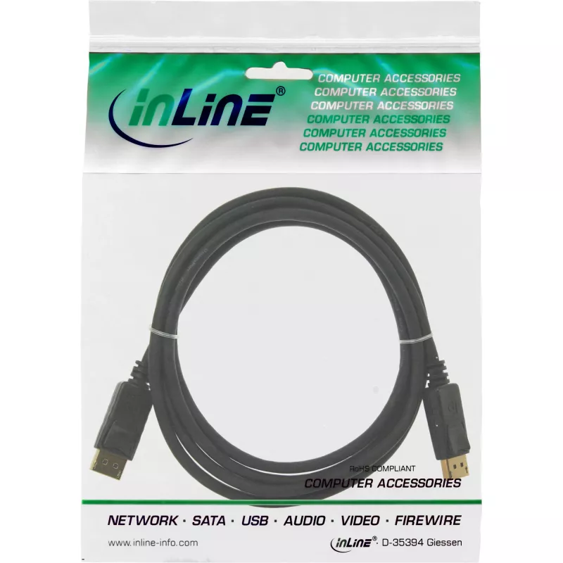 Καλώδιο DisplayPort InLine 15355, 0,5 m, DisplayPort–DisplayPort, μαύρο, 6 mm