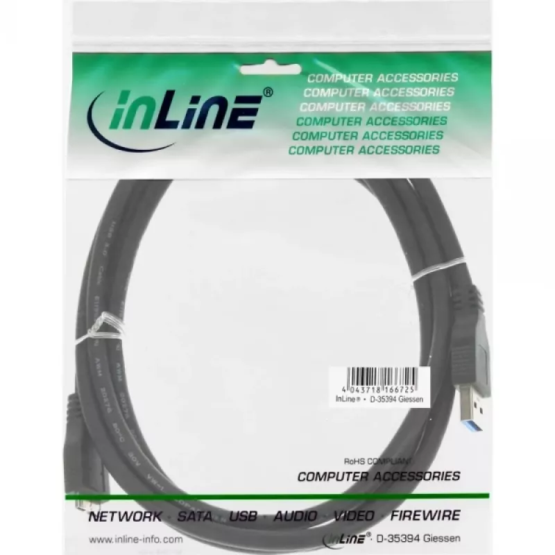 Καλώδιο InLine USB 3.2 Gen.1 Type-A αρσενικό / Micro-B αρσενικό, μαύρο, 1,5m
