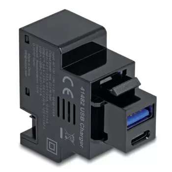Μονάδα Keystone DELOCK 41482 με θύρες USB-C και USB-A, επίπεδη, μαύρη