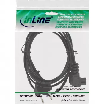 InLine Καλώδιο τροφοδοσίας, βύσμα Euro / βύσμα Euro8 γωνιακό, μαύρο, 10 m
