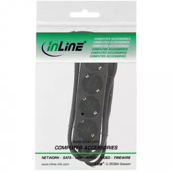 InLine Πολύπριζο, 4 θέσεων Schutzkontakt CEE 7/3, μαύρο, 1,5 m