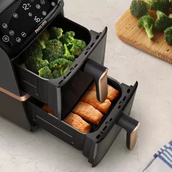 Philips 4000 Series Dual Stack Airfryer κάθετο καλάθι 10L επιτραπέζια 2750 W φριτέζα θερμού αέρα μαύρη