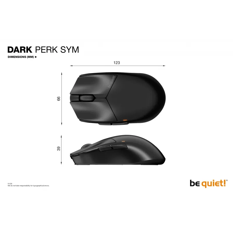 be quiet Dark Perk | Sym Ποντίκι Gaming Δεξιόχειρας RF Wireless + USB Type-C Οπτικό 32000 DPI