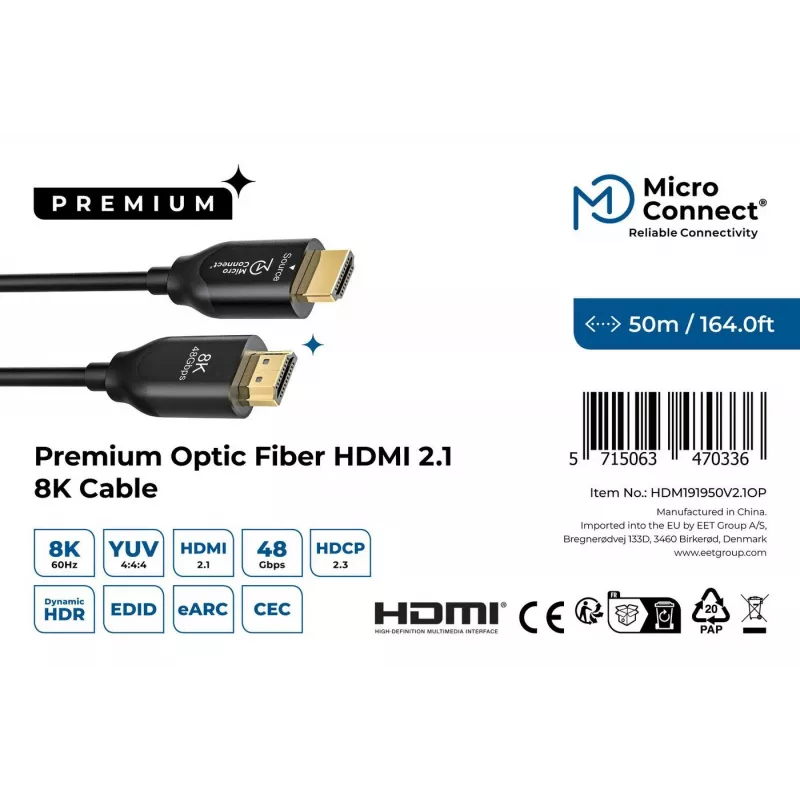 Καλώδιο HDMI Microconnect HDM191950V2.1OP 2.1 4K 60Hz 8K 120Hz