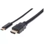 Manhattan Καλώδιο USB-C σε HDMI, 4K@30Hz, 2 m, μαύρο, βύσμα αρσενικό σε βύσμα αρσενικό, τρία χρόνια εγγύηση