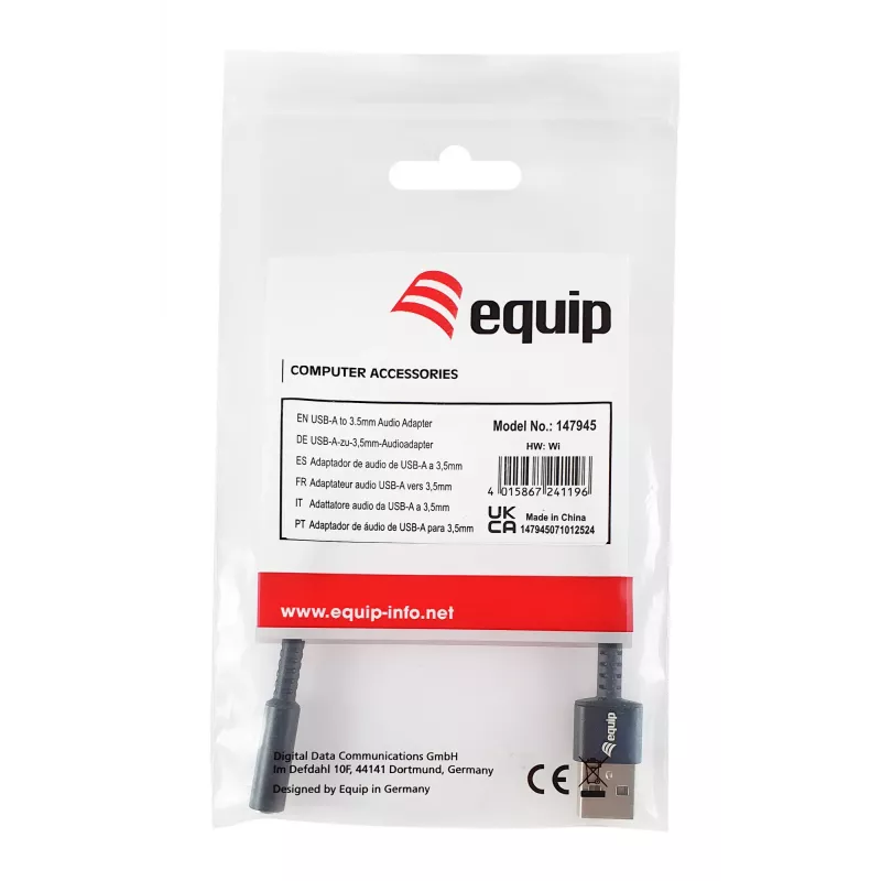 Equip 147945 Καλώδιο ήχου 0,15 m 3,5 mm USB Type-A Μαύρο
