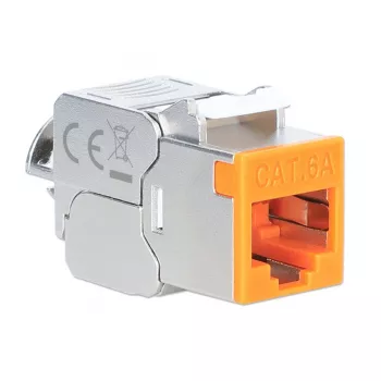 Intellinet Cat6a 10G θωρακισμένο χωρίς εργαλεία λεπτό Keystone Jack, Πορτοκαλί