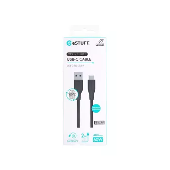 eSTUFF ES605280 Καλώδιο USB USB 2.0 2 m USB-C USB-A Μαύρο