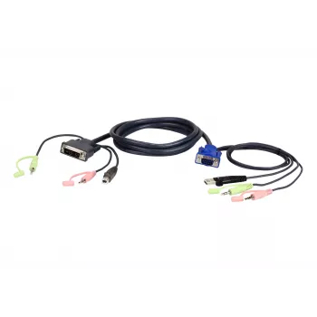 ATEN VGA USB σε DVI καλώδιο KVM 3m μαύρο, μπλε, πράσινο, ροζ