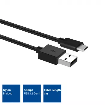 Καλώδιο φόρτισης/δεδομένων ACT USB 3.2 Gen1 βύσμα A - βύσμα C 1 μέτρο, νάιλον
