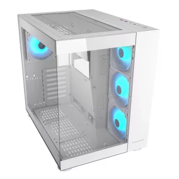 Κουτί PC Midi Tower Cougar FV150 ARGB Λευκό — ATX/Micro-ATX/Mini-ITX, 3x120mm μπροστά, 1x120mm πίσω, 2x3,5 inch + 2x2,5 inch θέσεις, USB 3.2 Gen1