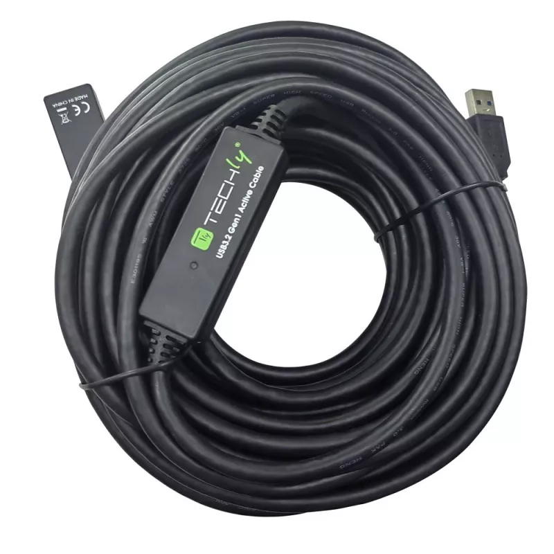 Techly ICUR30200G καλώδιο USB USB 3.2 Gen 1 (3.1 Gen 1) 20 m USB A μαύρο