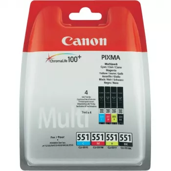 Canon CLI-551 C/M/Y/BK w/sec Μελάνι 4 τεμ. Γνήσιο Standard-Reichweite Μαύρο, Κυανό, Ματζέντα, Κίτρινο