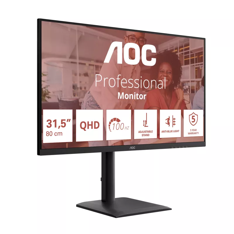 Οθόνη υπολογιστή AOC E4 Q32E4U 80 cm (31,5 inch) 2560 x 1440 Pixel Quad HD LED μαύρη