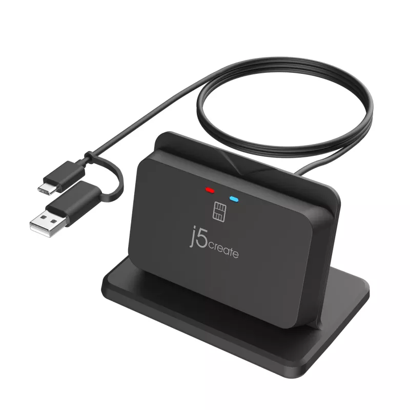 j5create JUR261 USB™ Smart Card / CAC Reader Βάση, USB Type-A/USB Type-C, Μαύρο, 95 g